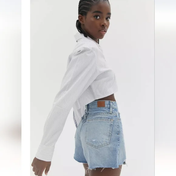 BDG Light Blue High-Rise Denim Shorts - Picture 5 of 12